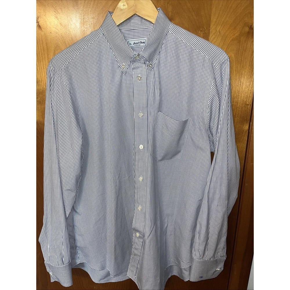 Ascot‎ Chang Blue Black White Custom Made Button Down Shirt